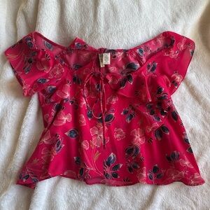 Pink Floral Off-Shoulder Blouse